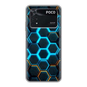 Силиконовый чехол на Xiaomi Poco M4 Pro 4G с принтом Неоновые соты Силиконовый чехол на Xiaomi Poco M4 Pro 4G с принтом Неоновые соты