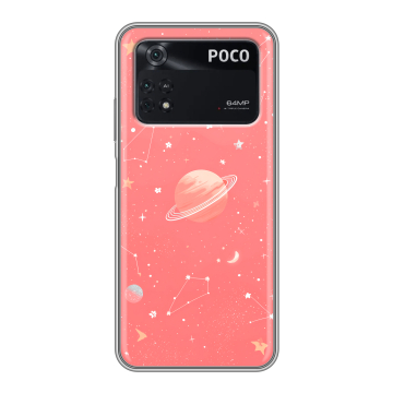 Силиконовый чехол на Xiaomi Poco M4 Pro 4G с принтом Розовый космос Силиконовый чехол на Xiaomi Poco M4 Pro 4G с принтом Розовый космос