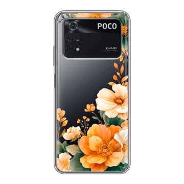 Силиконовый чехол на Xiaomi Poco M4 Pro 4G с принтом Цветы принт Силиконовый чехол на Xiaomi Poco M4 Pro 4G с принтом Цветы принт
