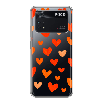 Силиконовый чехол на Xiaomi Poco M4 Pro 4G с принтом Сердечки Силиконовый чехол на Xiaomi Poco M4 Pro 4G с принтом Сердечки