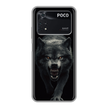 Силиконовый чехол на Xiaomi Poco M4 Pro 4G с принтом Волк
