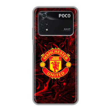 Силиконовый чехол на Xiaomi Poco M4 Pro 4G с принтом Manchester United Силиконовый чехол на Xiaomi Poco M4 Pro 4G с принтом Manchester United