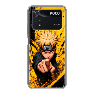 Силиконовый чехол на Xiaomi Poco M4 Pro 4G с принтом Naruto Наруто