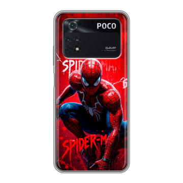 Силиконовый чехол на Xiaomi Poco M4 Pro 4G с принтом Spiderman Человек паук Силиконовый чехол на Xiaomi Poco M4 Pro 4G с принтом Spiderman Человек паук