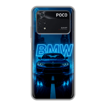 Силиконовый чехол на Xiaomi Poco M4 Pro 4G с принтом BMW БМВ