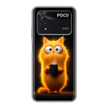 Силиконовый чехол на Xiaomi Poco M4 Pro 4G с принтом Смешной кот