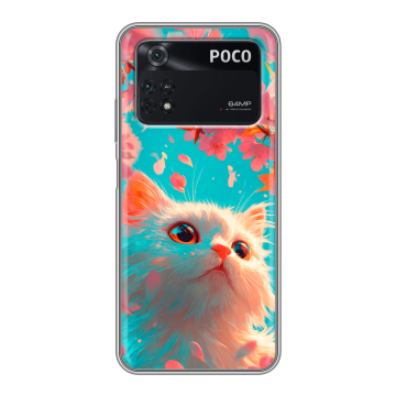 Силиконовый чехол на Xiaomi Poco M4 Pro 4G с принтом Красивый кот Силиконовый чехол на Xiaomi Poco M4 Pro 4G с принтом Красивый кот