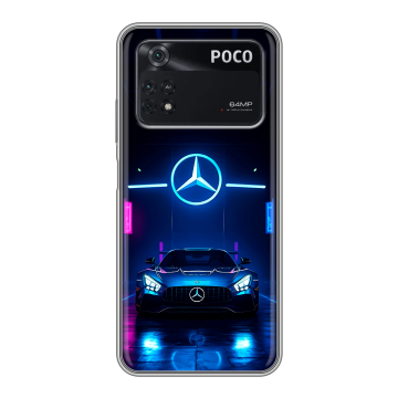 Силиконовый чехол на Xiaomi Poco M4 Pro 4G с принтом Mercedes Мерседес