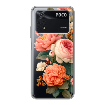 Силиконовый чехол на Xiaomi Poco M4 Pro 4G с принтом цветы Силиконовый чехол на Xiaomi Poco M4 Pro 4G с принтом цветы