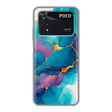 Силиконовый чехол на Xiaomi Poco M4 Pro 4G с принтом Мрамор блестки Силиконовый чехол на Xiaomi Poco M4 Pro 4G с принтом Мрамор блестки