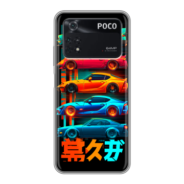 Силиконовый чехол на Xiaomi Poco M4 Pro 4G с принтом машины тачки Силиконовый чехол на Xiaomi Poco M4 Pro 4G с принтом машины тачки