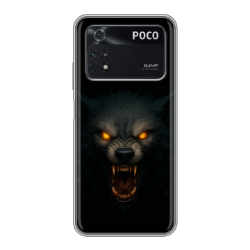 Силиконовый чехол на Xiaomi Poco M4 Pro 4G с принтом Волк Силиконовый чехол на Xiaomi Poco M4 Pro 4G с принтом Волк