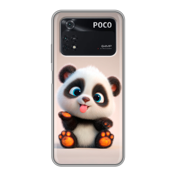 Силиконовый чехол на Xiaomi Poco M4 Pro 4G с принтом милая панда