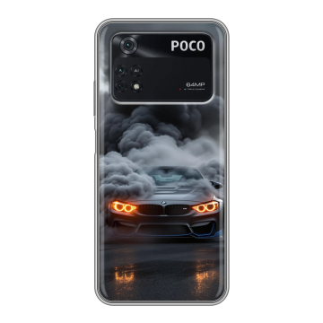 Силиконовый чехол на Xiaomi Poco M4 Pro 4G с принтом BMW БМВ Силиконовый чехол на Xiaomi Poco M4 Pro 4G с принтом BMW БМВ