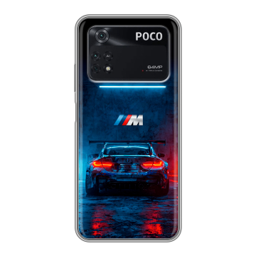 Силиконовый чехол на Xiaomi Poco M4 Pro 4G с принтом BMW БМВ