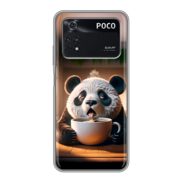 Силиконовый чехол на Xiaomi Poco M4 Pro 4G с принтом смешная панда Силиконовый чехол на Xiaomi Poco M4 Pro 4G с принтом смешная панда
