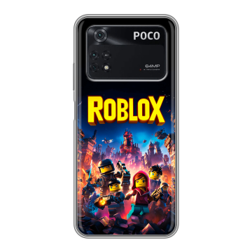 Силиконовый чехол на Xiaomi Poco M4 Pro 4G с принтом Roblox Роблокс