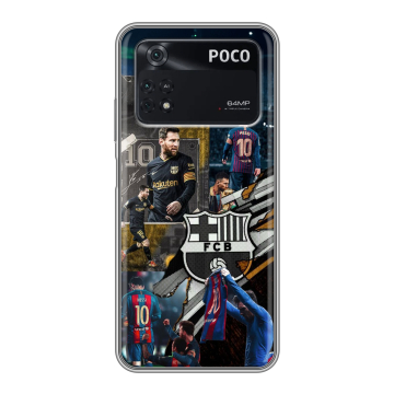 Силиконовый чехол на Xiaomi Poco M4 Pro 4G с принтом Messi Barcelona