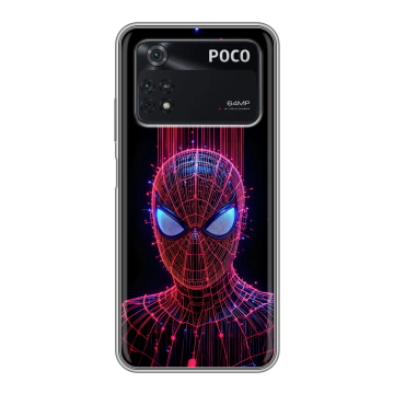 Силиконовый чехол на Xiaomi Poco M4 Pro 4G с принтом Spiderman Человек паук