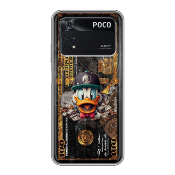 Силиконовый чехол на Xiaomi Poco M4 Pro 4G с принтом Дональд Дак Доллар