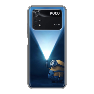 Силиконовый чехол на Xiaomi Poco M4 Pro 4G с принтом Миньоны