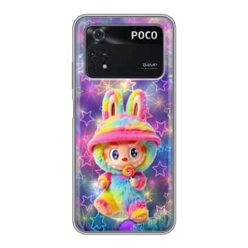 Силиконовый чехол на Xiaomi Poco M4 Pro 4G с принтом Labubu Лабубу