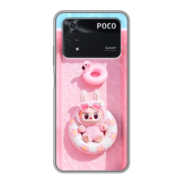 Силиконовый чехол на Xiaomi Poco M4 Pro 4G с принтом Labubu Лабубу