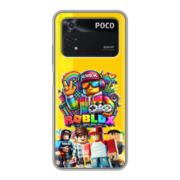 Силиконовый чехол на Xiaomi Poco M4 Pro 4G с принтом Roblox Роблокс
