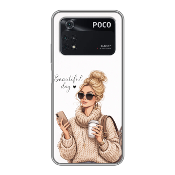 Силиконовый чехол на Xiaomi Poco M4 Pro 4G с принтом женский