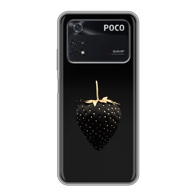 Силиконовый чехол на Xiaomi Poco M4 Pro 4G с принтом Черная клубника Силиконовый чехол на Xiaomi Poco M4 Pro 4G с принтом Черная клубника