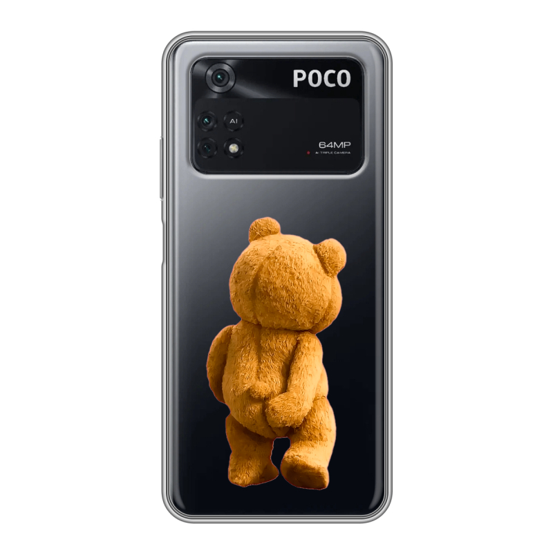Силиконовый чехол на Xiaomi Poco M4 Pro 4G с принтом Медведь Силиконовый чехол на Xiaomi Poco M4 Pro 4G с принтом Медведь