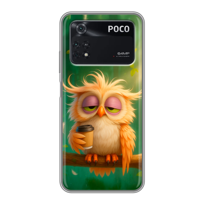 Силиконовый чехол на Xiaomi Poco M4 Pro 4G с принтом сова Силиконовый чехол на Xiaomi Poco M4 Pro 4G с принтом сова