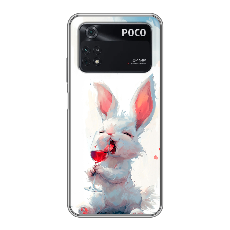 Силиконовый чехол на Xiaomi Poco M4 Pro 4G с принтом кролик зайчик Силиконовый чехол на Xiaomi Poco M4 Pro 4G с принтом кролик зайчик