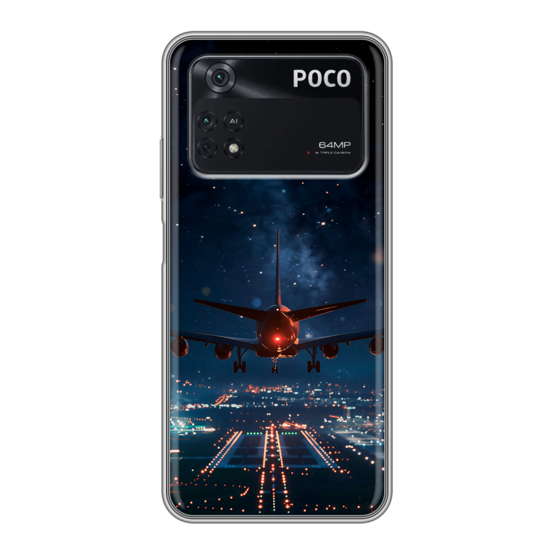 Силиконовый противоударный чехол на Xiaomi Poco M4 Pro 4G с принтом самолет Силиконовый противоударный чехол на Xiaomi Poco M4 Pro 4G с принтом самолет