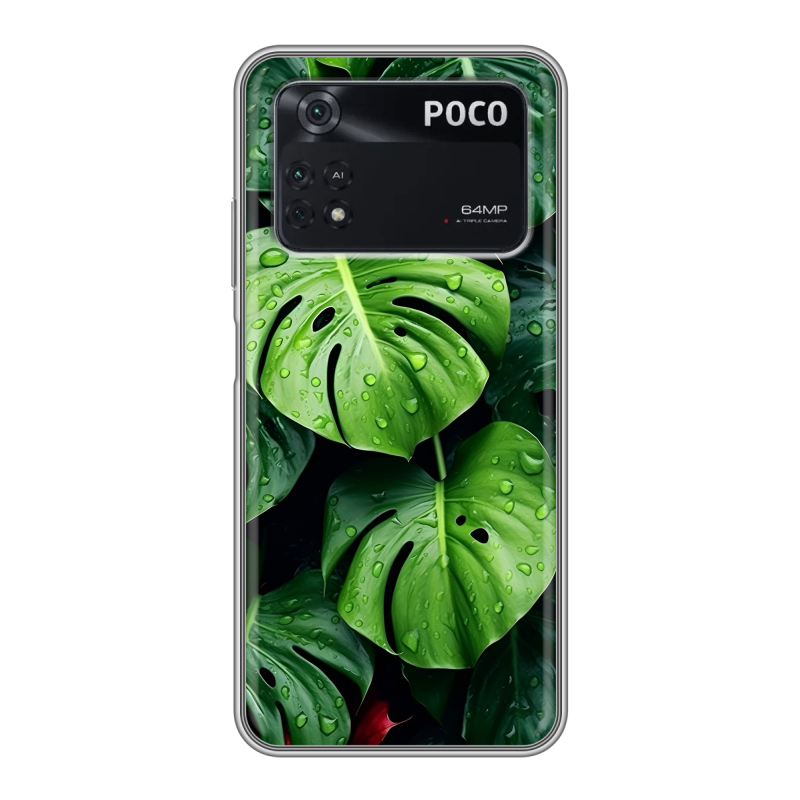 Силиконовый чехол на Xiaomi Poco M4 Pro 4G с принтом Листья Силиконовый чехол на Xiaomi Poco M4 Pro 4G с принтом Листья
