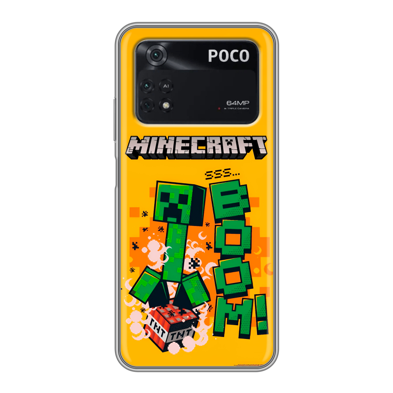 Силиконовый чехол на Xiaomi Poco M4 Pro 4G с принтом Майнкрафт Minecraft Силиконовый чехол на Xiaomi Poco M4 Pro 4G с принтом Майнкрафт Minecraft
