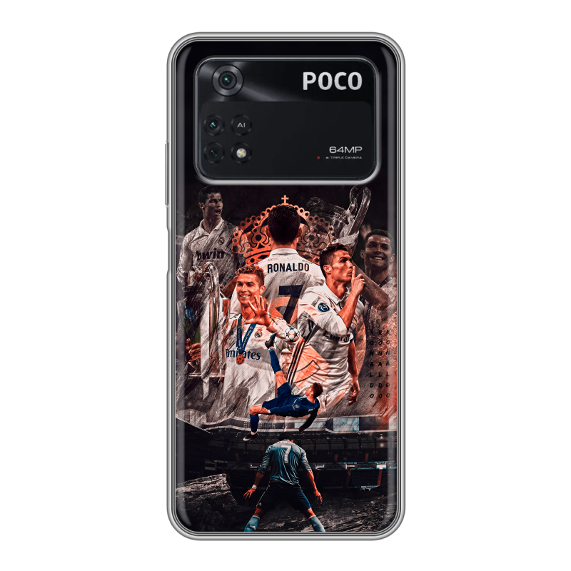 Силиконовый чехол на Xiaomi Poco M4 Pro 4G с принтом Реал Роналдо Real Ronaldo Силиконовый чехол на Xiaomi Poco M4 Pro 4G с принтом Реал Роналдо Real Ronaldo