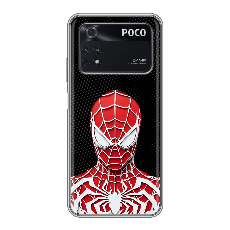 Силиконовый чехол на Xiaomi Poco M4 Pro 4G с принтом человек паук spiderman Силиконовый чехол на Xiaomi Poco M4 Pro 4G с принтом человек паук spiderman