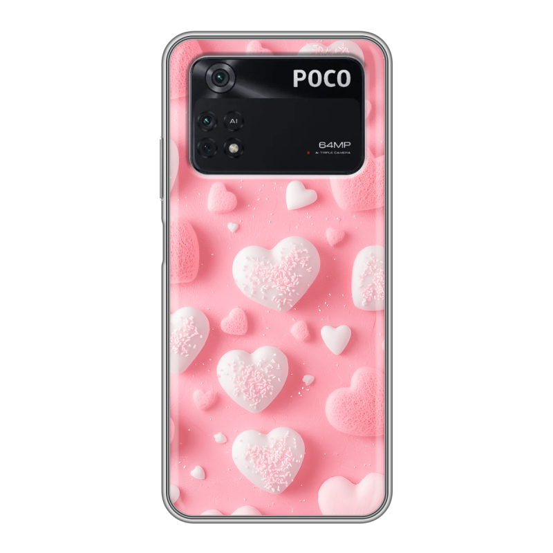 Силиконовый чехол на Xiaomi Poco M4 Pro 4G с принтом Сердечки Силиконовый чехол на Xiaomi Poco M4 Pro 4G с принтом Сердечки