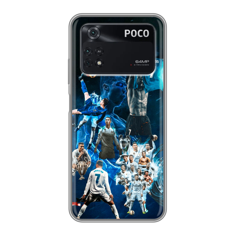 Силиконовый чехол на Xiaomi Poco M4 Pro 4G с принтом Реал Роналдо Силиконовый чехол на Xiaomi Poco M4 Pro 4G с принтом Реал Роналдо