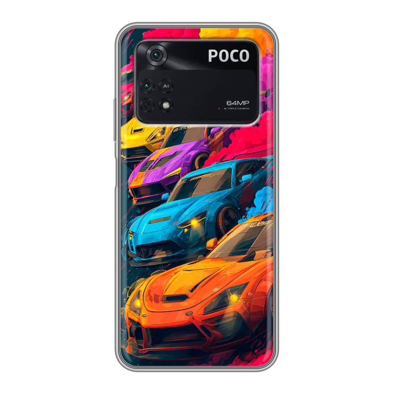 Силиконовый чехол на Xiaomi Poco M4 Pro 4G с принтом Тачки Силиконовый чехол на Xiaomi Poco M4 Pro 4G с принтом Тачки
