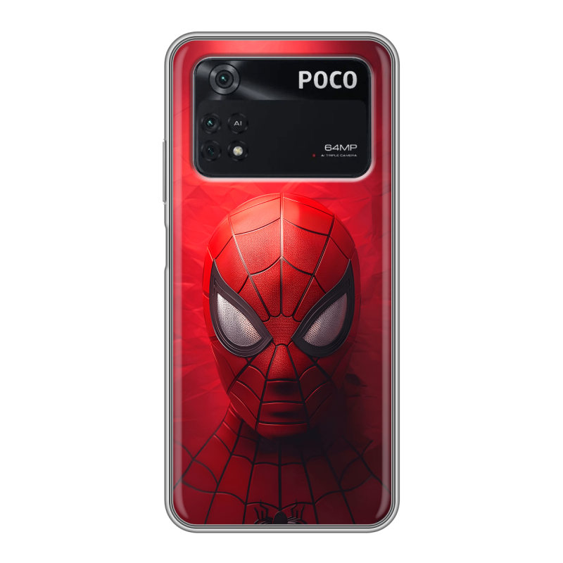 Силиконовый чехол на Xiaomi Poco M4 Pro 4G с принтом Spiderman Человек паук Силиконовый чехол на Xiaomi Poco M4 Pro 4G с принтом Spiderman Человек паук