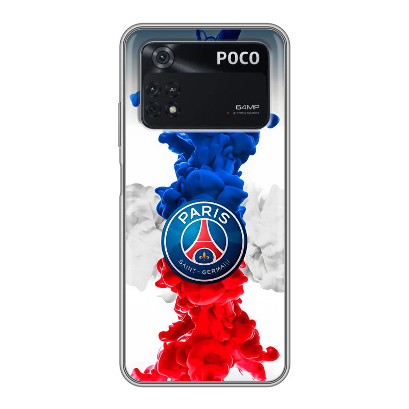 Силиконовый чехол на Xiaomi Poco M4 Pro 4G с принтом PSG ПСЖ Силиконовый чехол на Xiaomi Poco M4 Pro 4G с принтом PSG ПСЖ