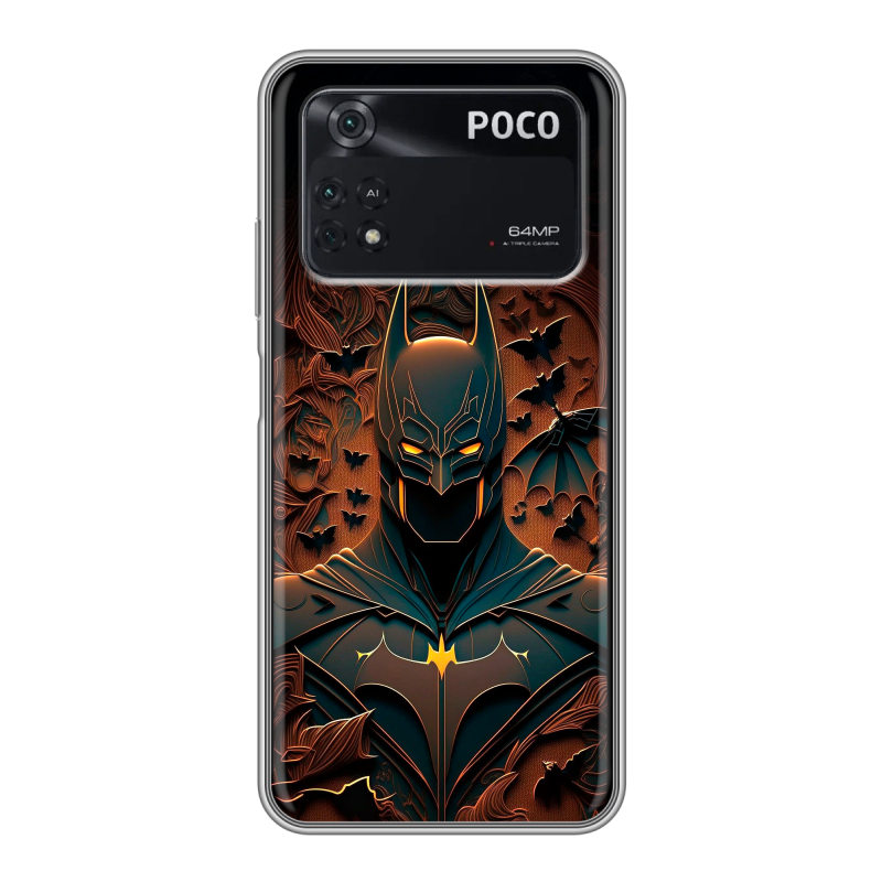 Силиконовый чехол на Xiaomi Poco M4 Pro 4G с принтом Batman Бэтмен Силиконовый чехол на Xiaomi Poco M4 Pro 4G с принтом Batman Бэтмен