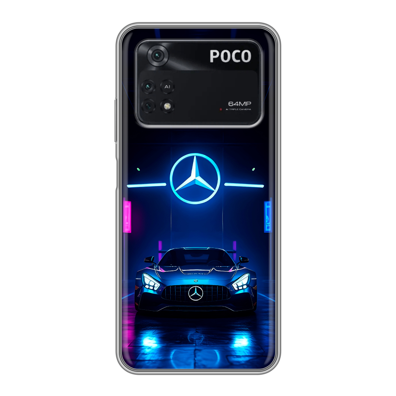 Силиконовый чехол на Xiaomi Poco M4 Pro 4G с принтом Mercedes Мерседес Силиконовый чехол на Xiaomi Poco M4 Pro 4G с принтом Mercedes Мерседес