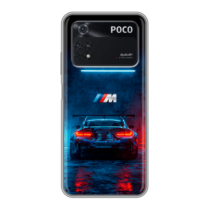 Силиконовый чехол на Xiaomi Poco M4 Pro 4G с принтом BMW БМВ Силиконовый чехол на Xiaomi Poco M4 Pro 4G с принтом BMW БМВ