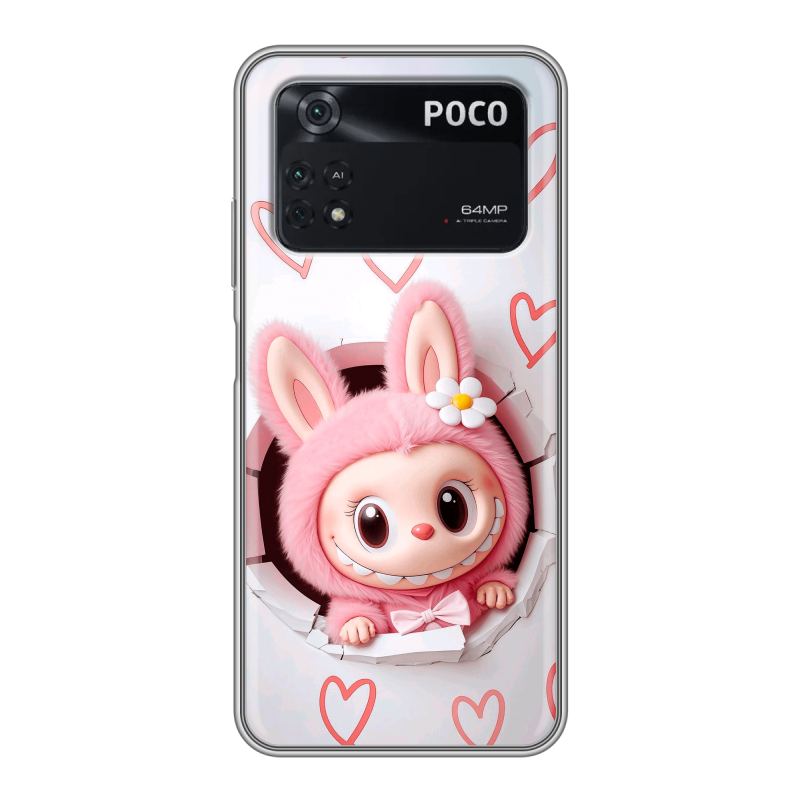 Силиконовый чехол на Xiaomi Poco M4 Pro 4G с принтом Labubu Лабубу Силиконовый чехол на Xiaomi Poco M4 Pro 4G с принтом Labubu Лабубу
