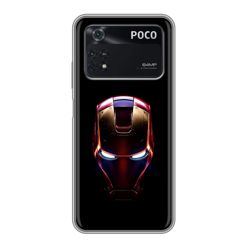 Силиконовый чехол на Xiaomi Poco M4 Pro 4G с принтом IronMan Железный человек Силиконовый чехол на Xiaomi Poco M4 Pro 4G с принтом IronMan Железный человек