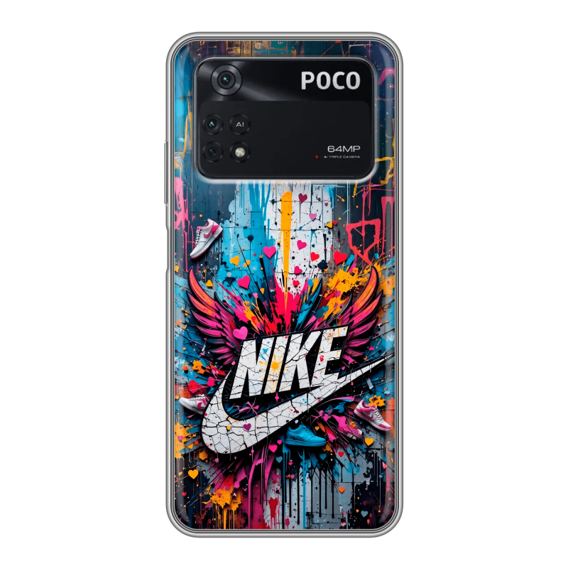 Силиконовый чехол на Xiaomi Poco M4 Pro 4G с принтом Nike Найк Силиконовый чехол на Xiaomi Poco M4 Pro 4G с принтом Nike Найк