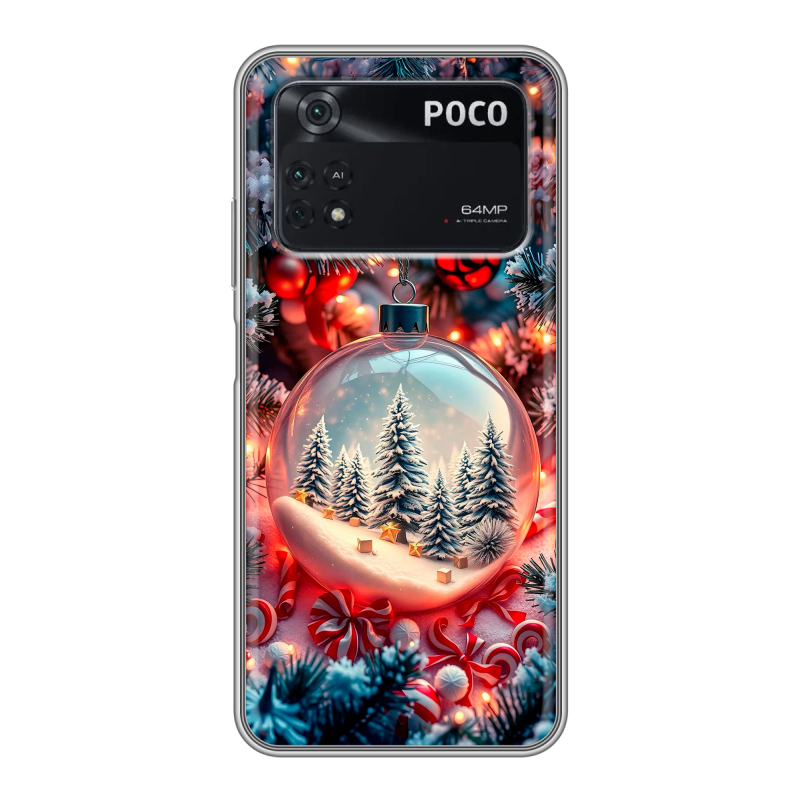 Силиконовый чехол на Xiaomi Poco M4 Pro 4G с принтом Новый год Силиконовый чехол на Xiaomi Poco M4 Pro 4G с принтом Новый год